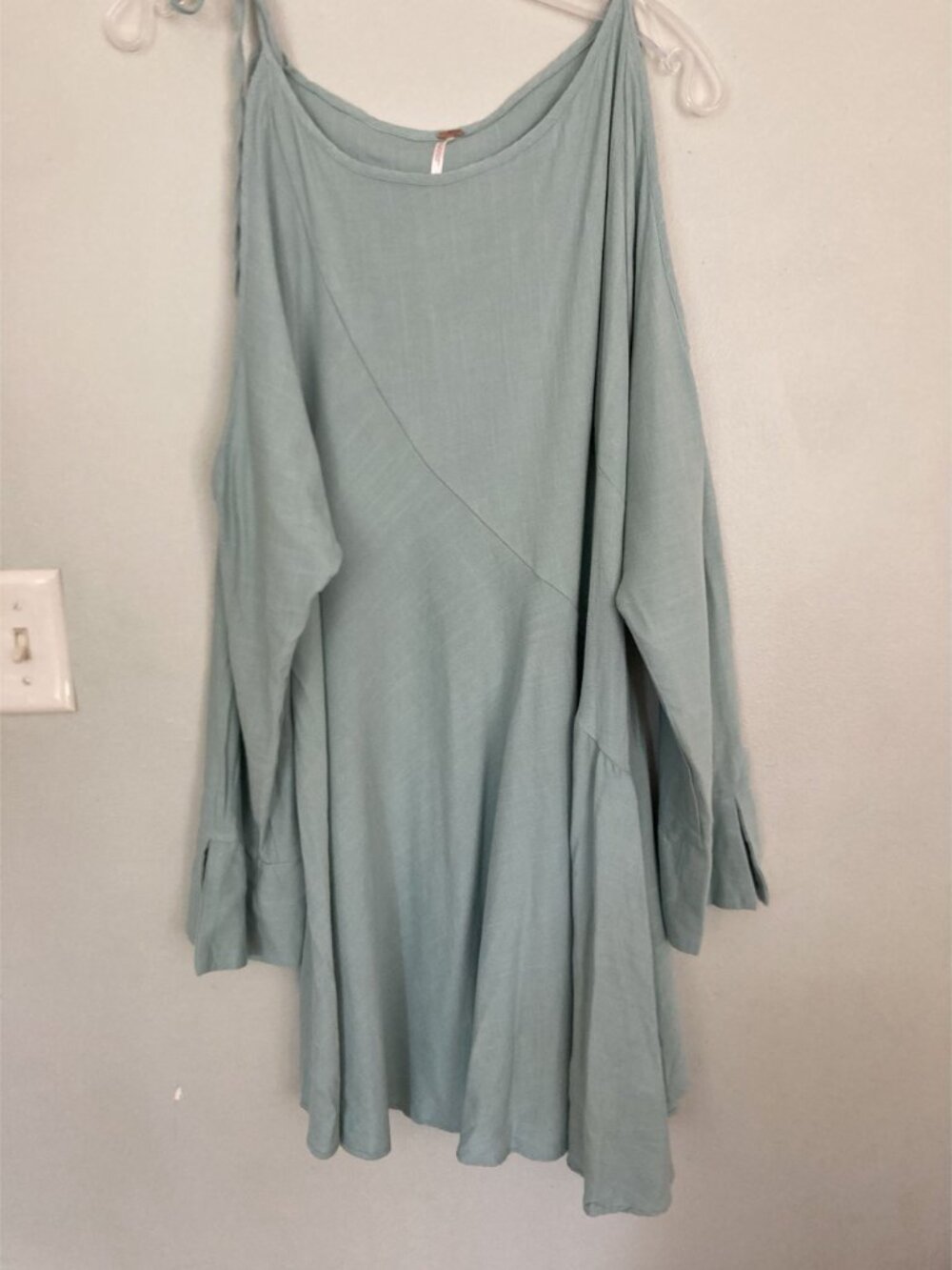 Free People Seafoam Green Boho-Chic Long Sleeve Tunic Dress Rayon Blend Size S - Picture 2 of 6